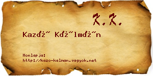 Kazó Kálmán névjegykártya